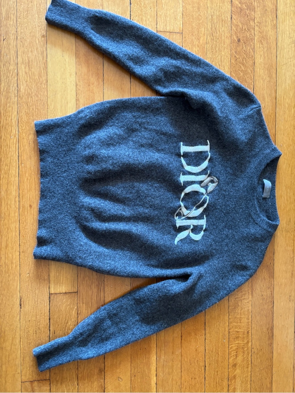 Dior Women's Charcoal Gray Logo Crewneck Sweater